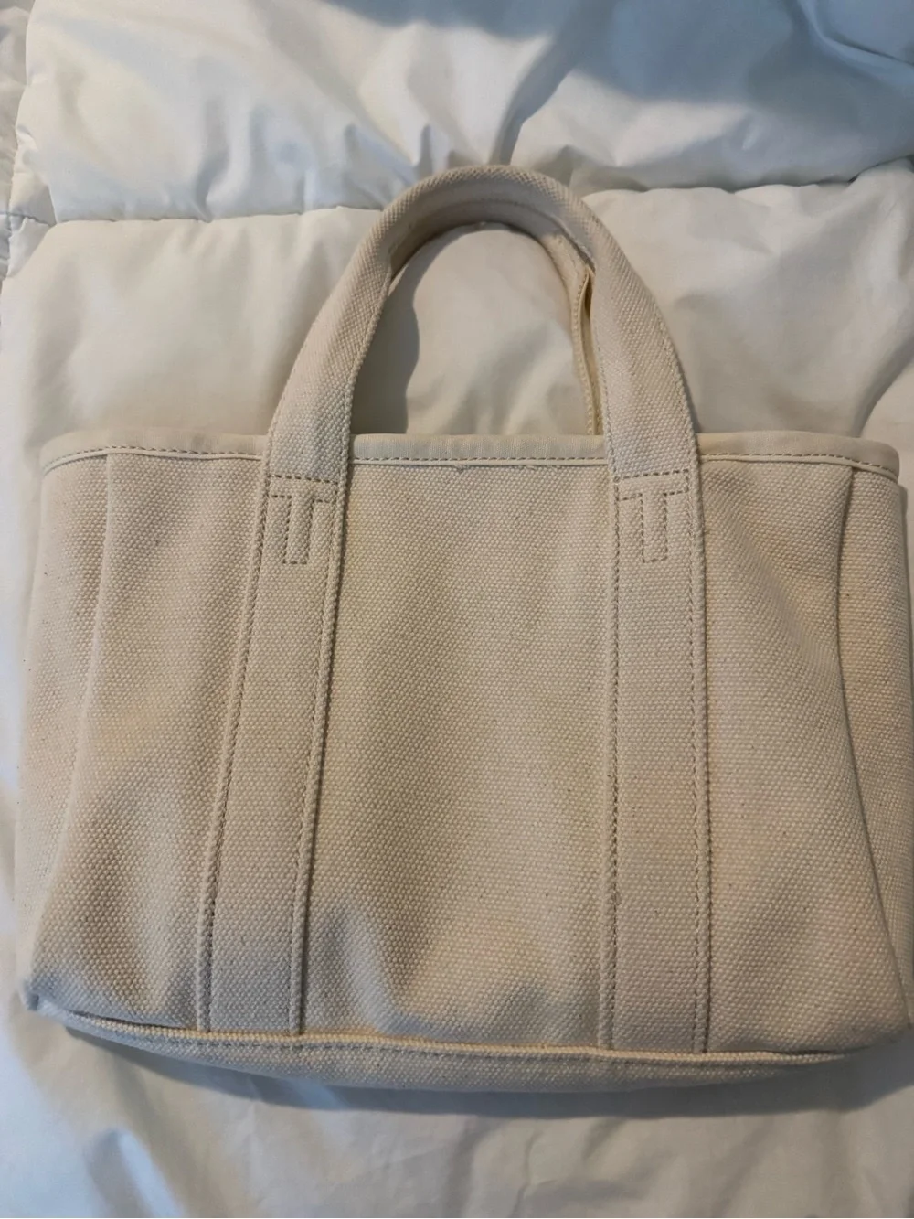 Tory Burch Cream Canvas Tote with Subtle Logo